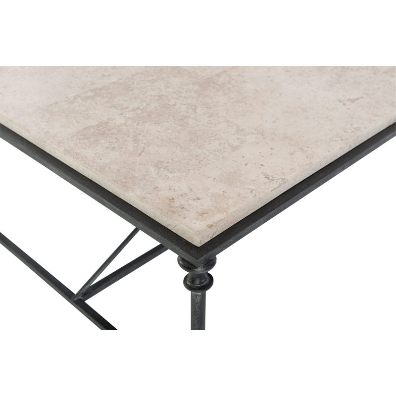Beige and Black Rectangular Metal Cocktail Table with Storage