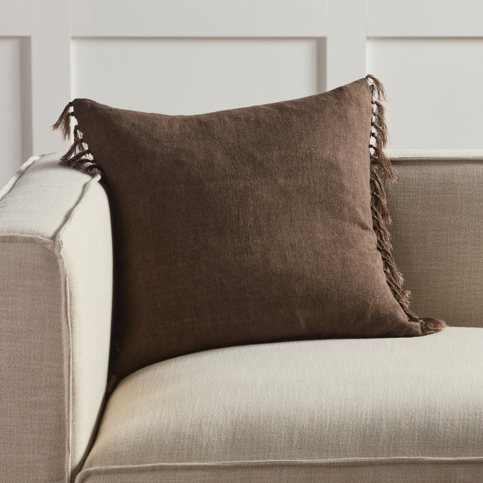 Sharron Square 100% Linen Pillow, Pinecone, Polyester/Polyfill