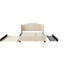 Lit plateforme tapissier beige avec dossier à oreilles, grand lit, 2 tiroirs, lit gigogne simple, sans sommier tapissier, tête de lit à oreilles, grand, tapissier-2001752675