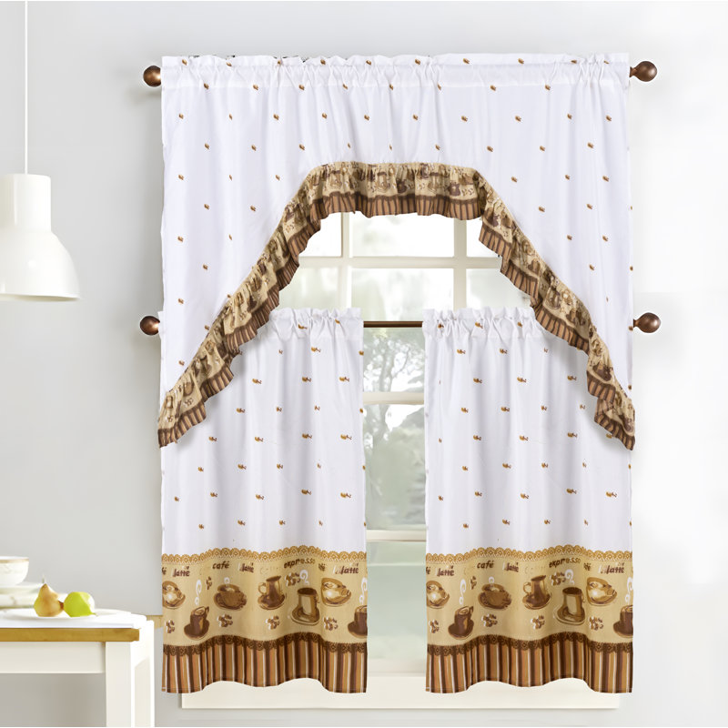 Lussier Ruffle Coffee Kitchen Curtain Set