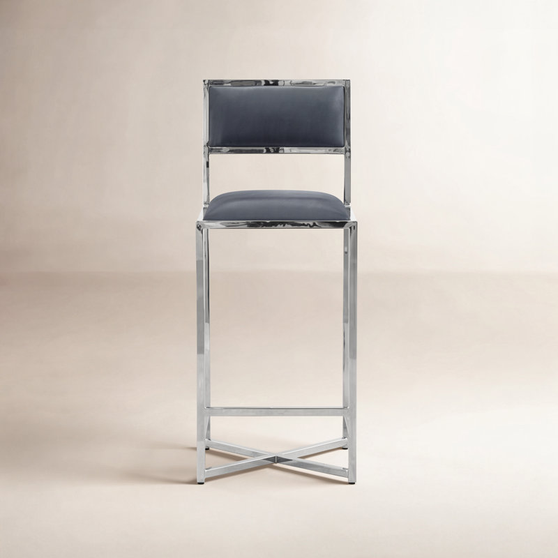 Tabouret de bar et de comptoir Malen, Tabouret de comptoir (siège d'une hauteur de 26 p, Cobalt