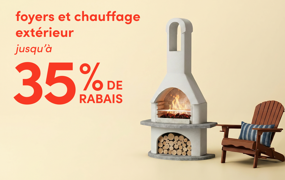 foyers et chauffage extérieur en solde