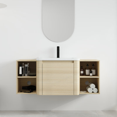 Narnby 48'' Wall-Mounted Single Bathroom Vanity With Ceramic Top
