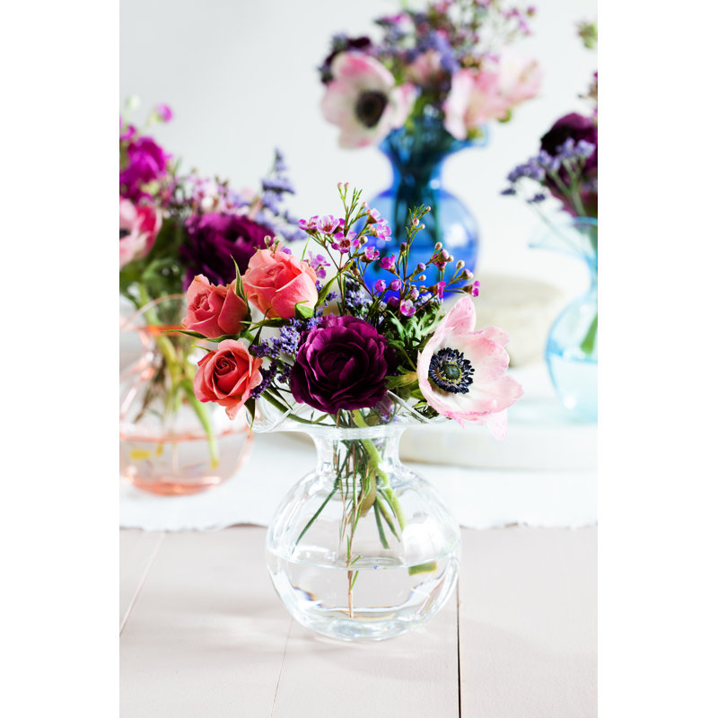 Vase de table en verre Hibiscus, Hauteur totale - 5,5 po, Cobalt; cobalt
