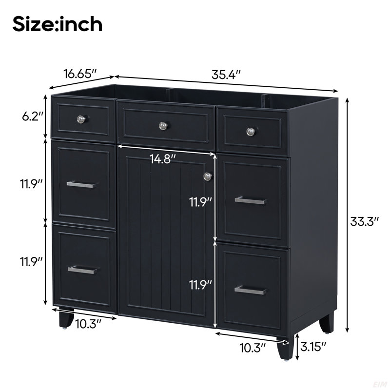 Meuble-lavabo 36 po - Noir (lavabo non inclus) [armoire seulement]