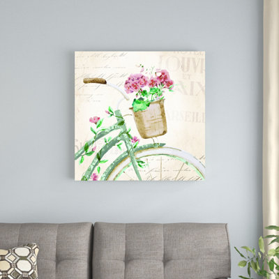 Vélo avec fleurs - reproduction d'art sur toile tendue