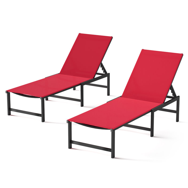 Aluminum Outdoor Chaise Lounge Chair, Assembly-Free, with 5-Position Adjustable Backrest, Patio Pool Lounge Chair for Outdoor Poolside, Beach, Lawn Relaxation