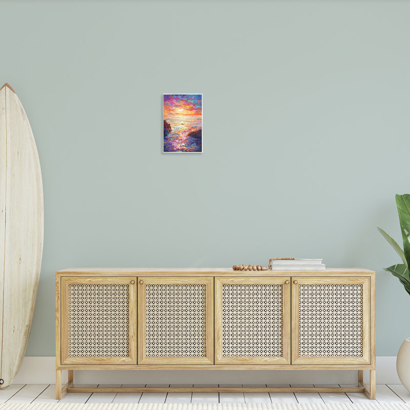 «Vibrant Abstract Ocean Sunset» par Leon Devenice, H 15 po x l 10 po x P 0,5 po