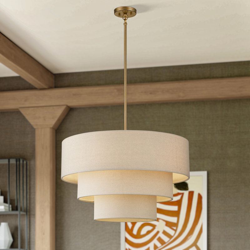 Lustre suspendu à feuille d'or antique 5 lumières Bellingham