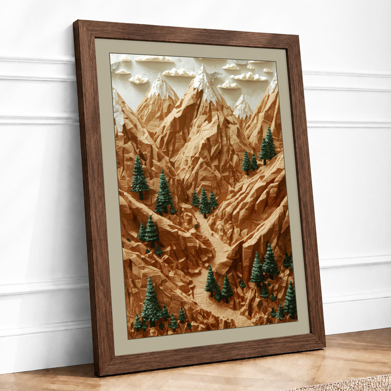 Mountains in Relief Rustic - Framed Print, Walnut, A1 - 84.1 x 59.4 cm