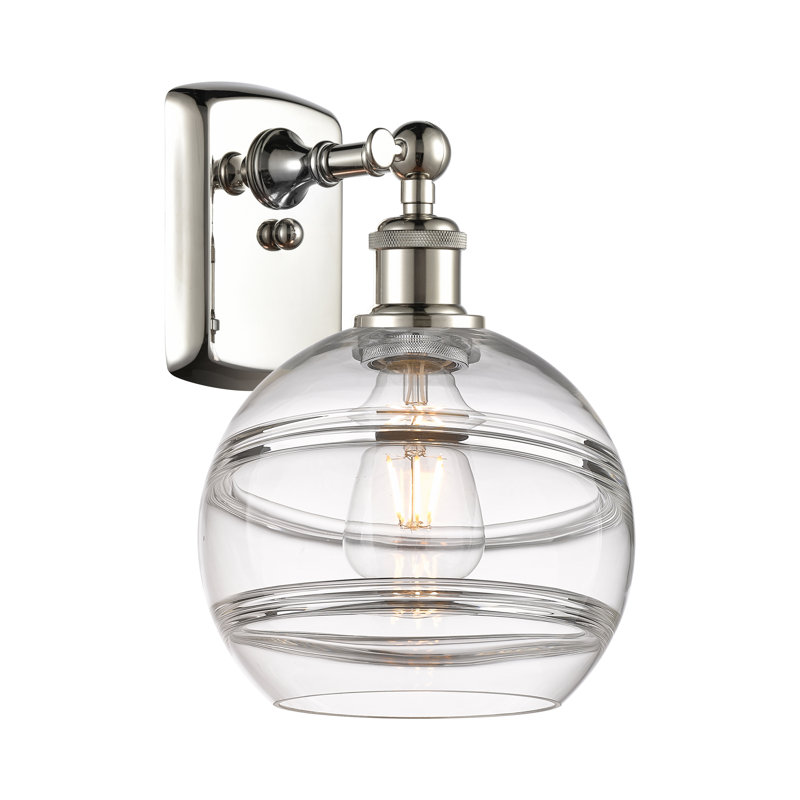 Applique murale 1 lumière Ballston Bienes, Transparent, Nickel poli, H 10,88 po x l 8 po x P 8,13 po