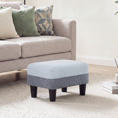Petit repose-pieds ottoman rembourré de 39 cm de large, en tissu bicolore, idéal pour le salon, la chambre à coucher, la chambre d'enfant et le bureau. Peut également servir de marchepied pour animaux.