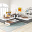 Lit plateforme gris simple en L avec bureau, lit gigogne et tiroirs - pour une utilisation à long terme dans la chambre à coucher, les tiroirs, le lit gigogne et le bureau-129631075