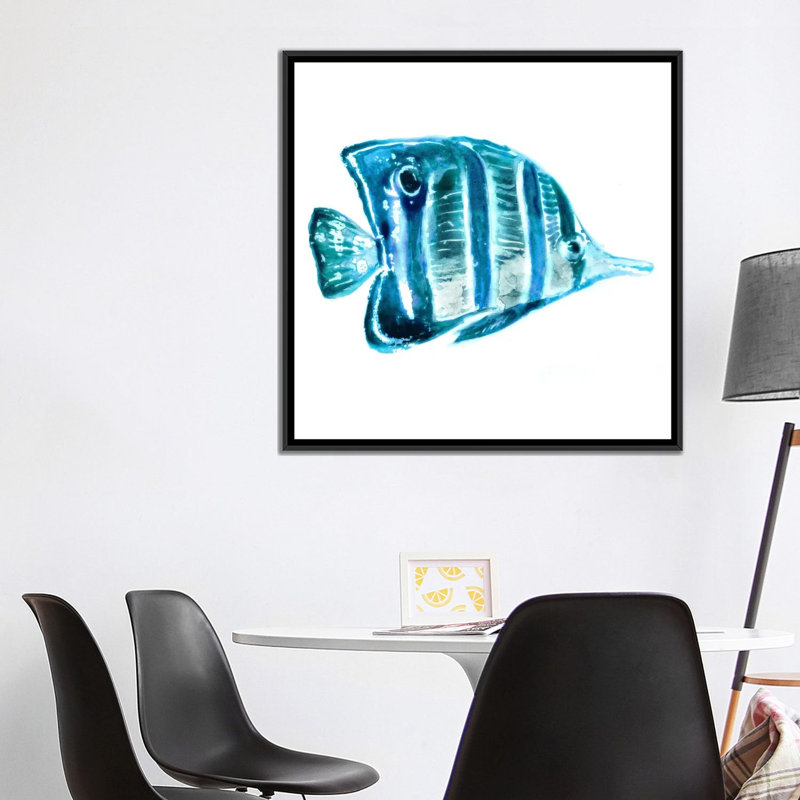 " Fish III " by Edward Selkirk, 18" H x 18" W x 1.5" D, Black Framed Canvas, No Mat