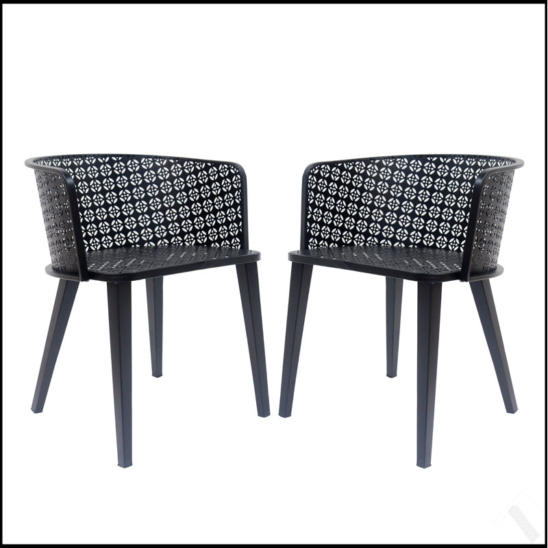 Ensemble de 2 chaises de salle à manger d'extérieur Milan, de conception ergonomique et résistante aux intempéries pour le confort du patio et du jardin