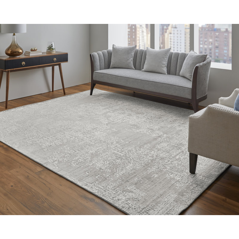 Eastfield Wool Abstract Area Rug in Ivory, Rectangle 2' x 3'