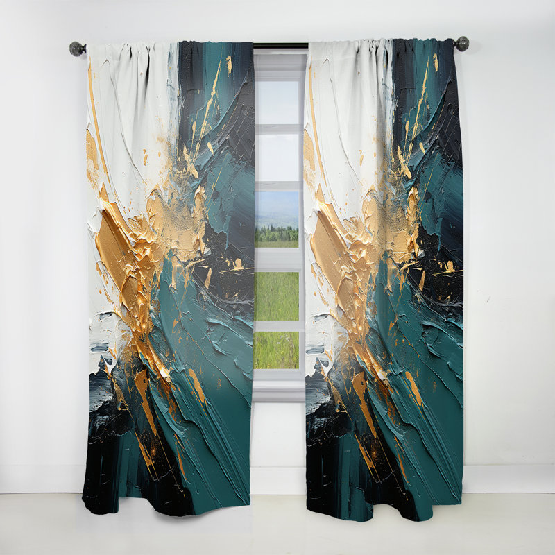 Laleia - Peinture abstraite rideau obscurcissant - 1 panneaux, L 52 po x L 108 po