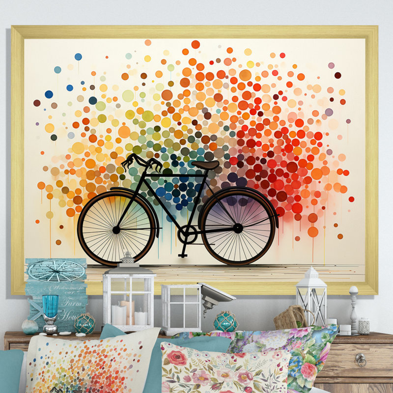 Impression sur toile, pédales géométriques Maaja, H 34 po x l 44 po x P 1,5 po, Cadre flottant doré