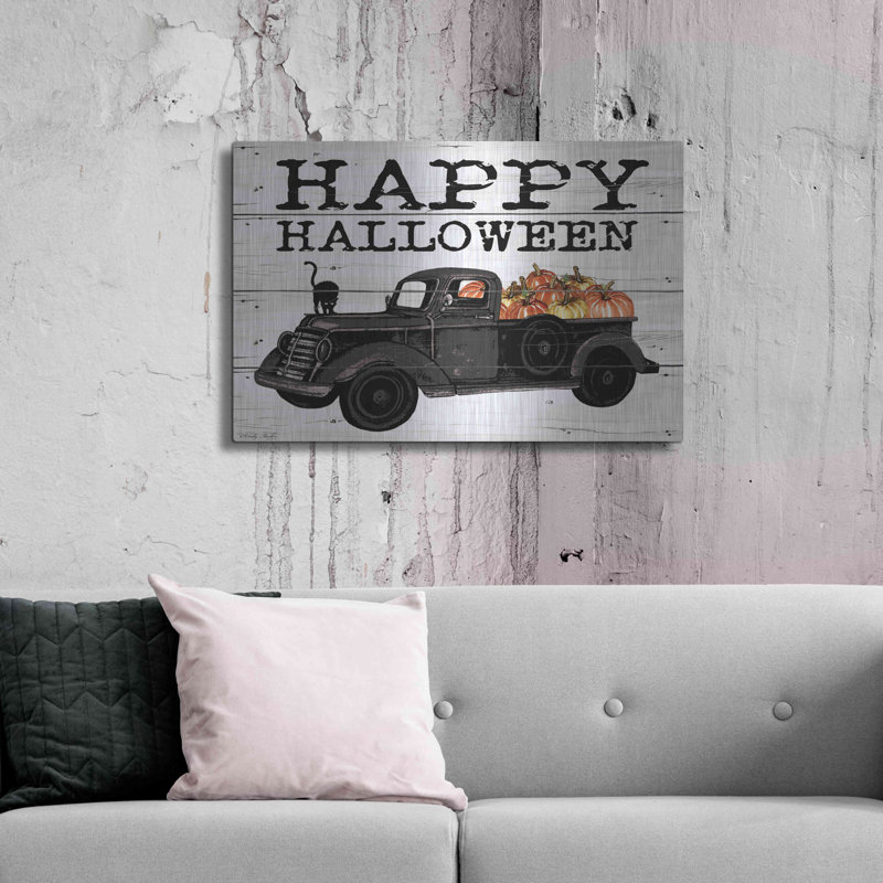 «Happy Halloween Black Truck» par Cindy Jacobs, H 24 po x l 36 po