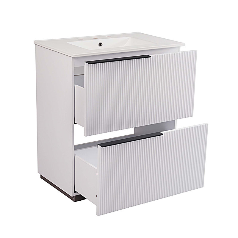 Meuble-lavabo 30 po avec lavabo en céramique et tiroirs pleine extension