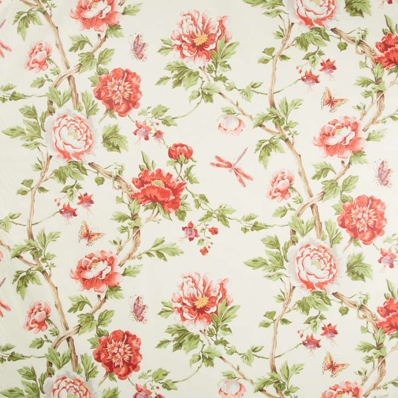 Les Pivoines 100% Cotton Fabric, Red
