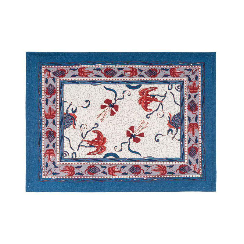 Fleurs Des Indes Rectangle Placemats, Blue/Red