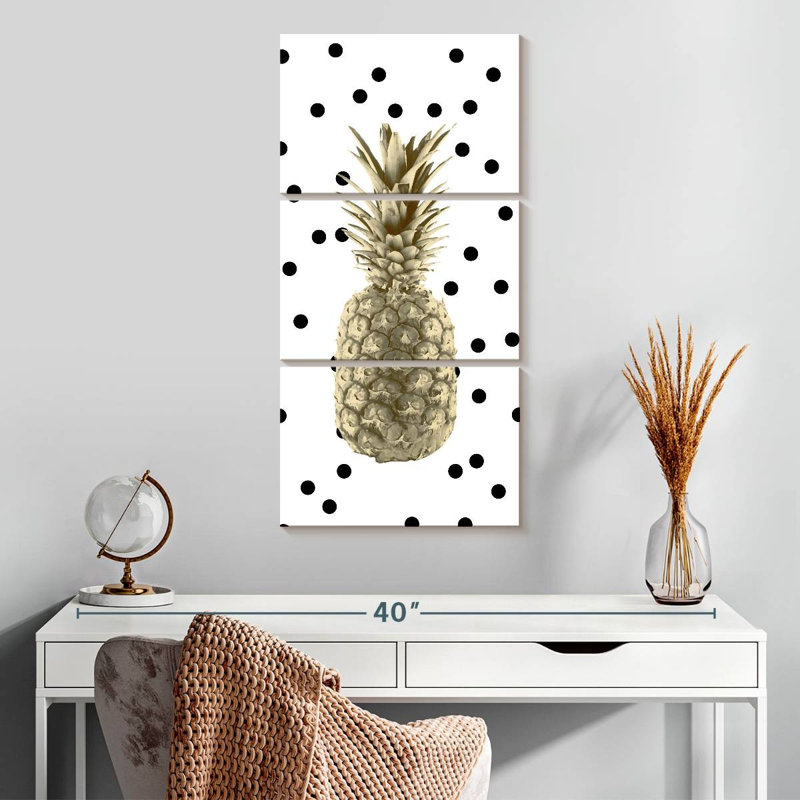 Pineapple Dots 3 pièces, H 32 po x l 15 po x P 1,25 po