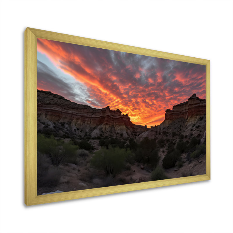 Fiery Canyon Sunset II, H 12 po x l 20 po x P 1 po, Encadrement doré