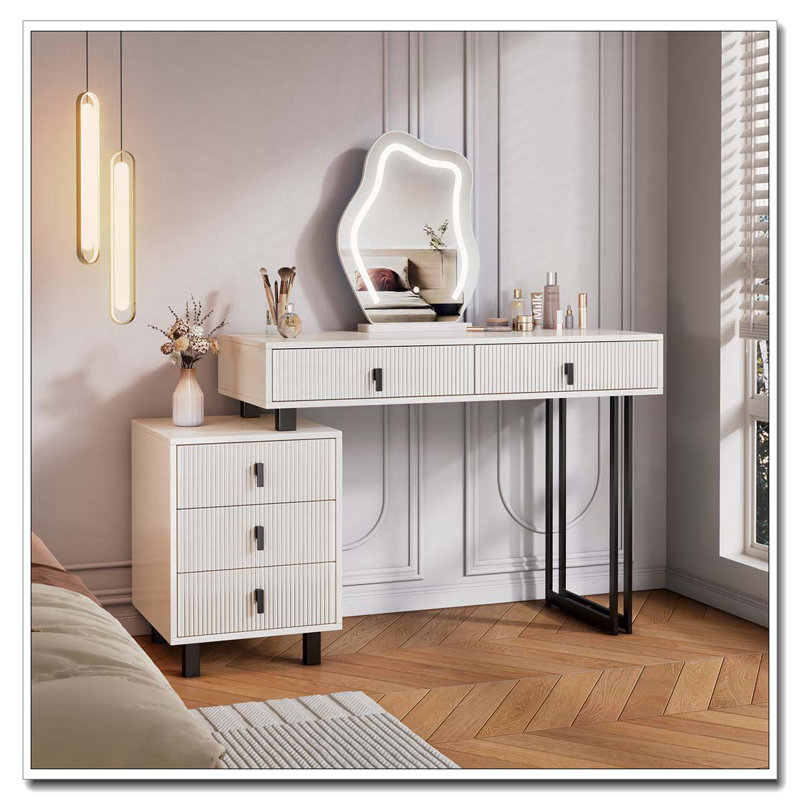 Adjustable-Length Vanity with Cloud LED Mirror