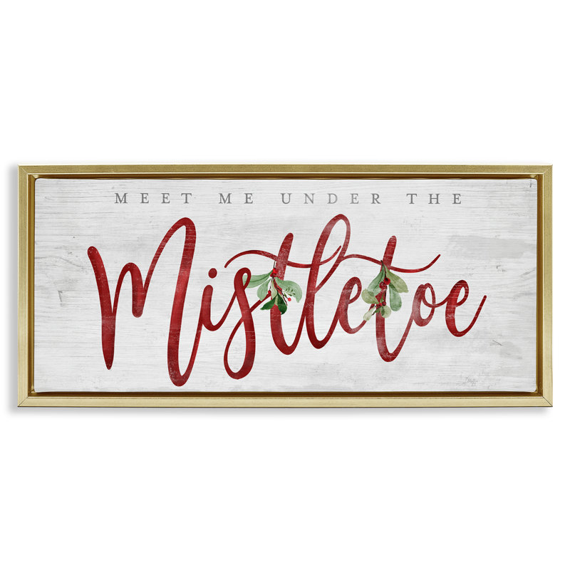 Cadre flottant «Meet Me Under Mistletoe», conception par Mollie B., H 14 po x l 31 po, Cadre flottant métallique doré