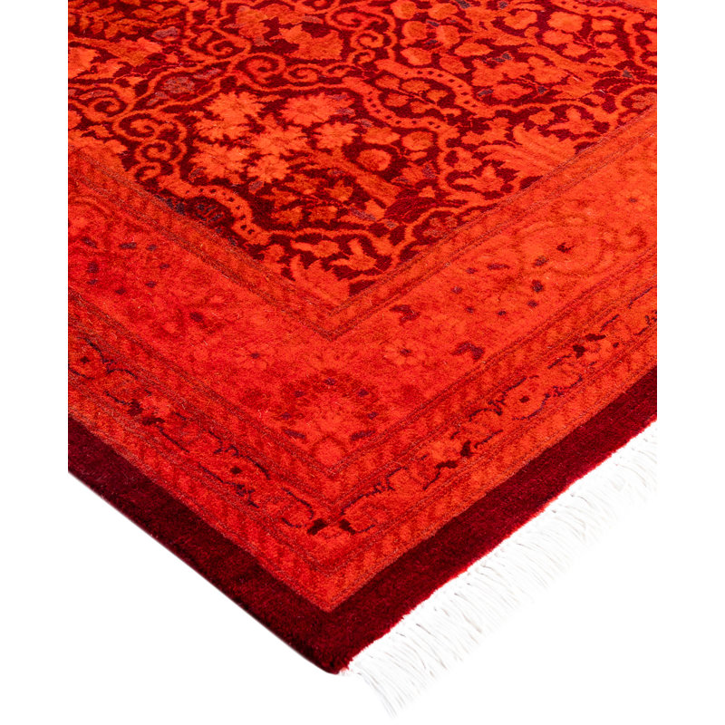 Overdyed Hand-Knotted Wool Modern-Contemporary Red Area Rug 2' 8" x 4' 10"