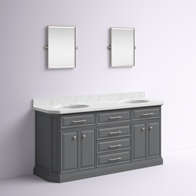 Meuble-lavabo de comptoir en marbre d'ingénierie 72 po avec miroir Bruning de Bruning