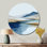 Décoration murale ronde en métal «Blue Waves Heights Golden Coastal - Lake Mountains»