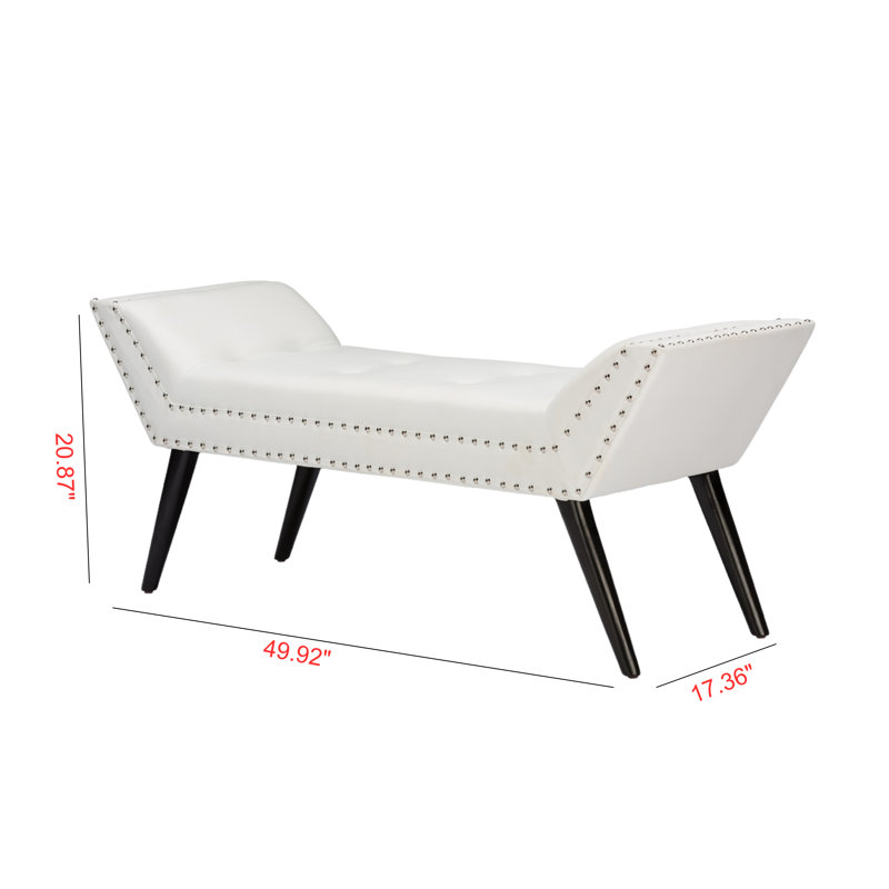 Faux Leather Upholstered Bench, White 
