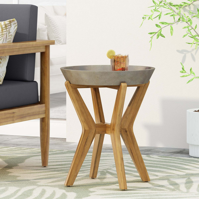 Outdoor Accent Table with Lightweight Concrete Top