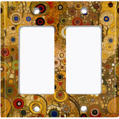 Couvercle de plaque d'interrupteur en métal; Bascule de taille standard 2 US - art floral abstrait de style Klimt