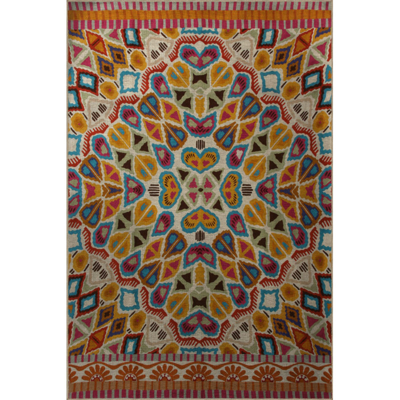Tapis décoratif moderne multicolore à motifs géométriques et floraux, Tapis de couloir 3 pi 3,37 po x 9 pi 10,11 po