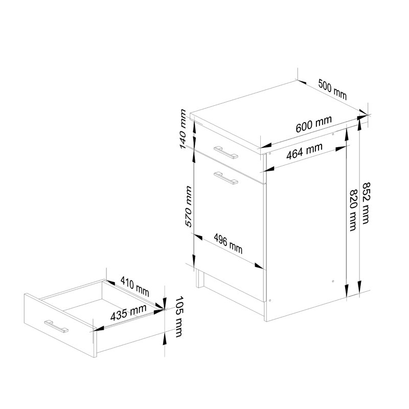 Oliwia kitchen base cabinet, 85cm H x 50cm W x 46cm D