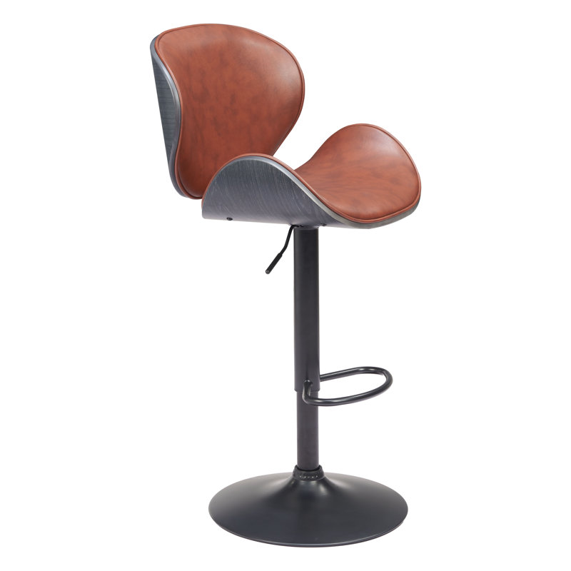 Tabouret de bar moderne avec dossier et chaise de bar à hauteur de comptoir rembourrée, Orange