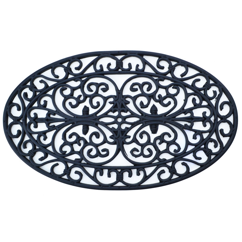 Needville Non-Slip Trellis Outdoor Doormat, Oval 1'6" x 2'6"