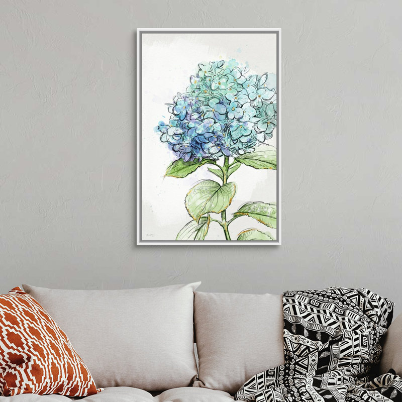 «Hydrangea Study», art mural, Toile avec cadre blanc, H 18 po x l 12 po x P 1,75 po