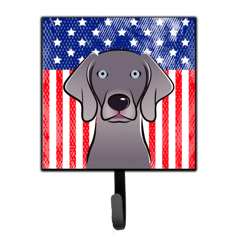 Porte-clés mural Monreal American Flag and Retriever, Bleu / Gris / Rouge, Weimaraner