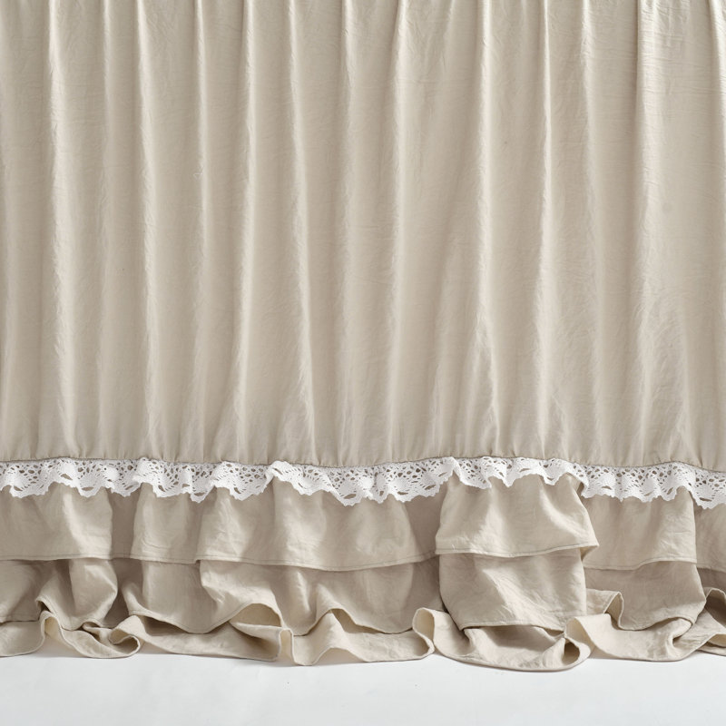 Shabby Elegance Ruffle Lace 3Pc Bedspread Set, King Bedspread + 2 King Shams, Neutral