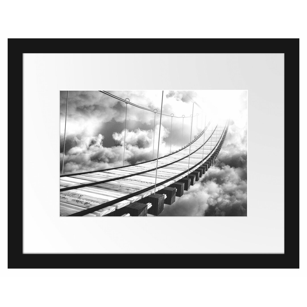 Holzbrücke in den Wolken Gerahmter Fotokunstdruck Poster