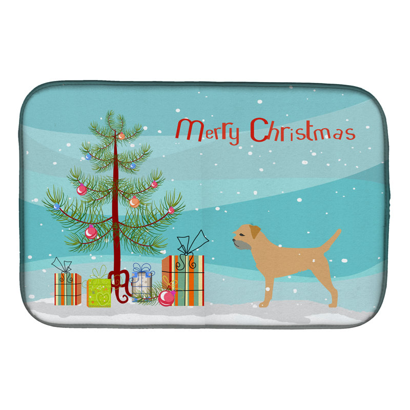 Tapis de séchage pour arbre de noël border terrier merry