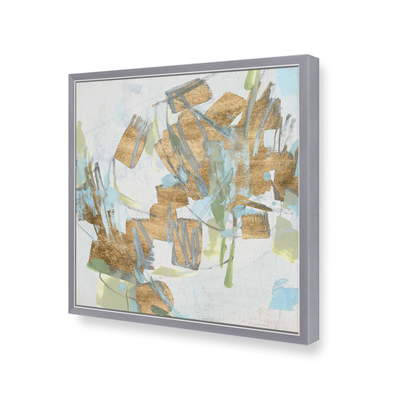«Blue Gold Ice I» par June Erica Vess, reproduction d'art, Argent argent, H 20 po x l 20 po