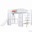 Lit mezzanine en métal avec bureau intégré, garde-robe ouverte, panier de basketball, glissade et escalier-110752085