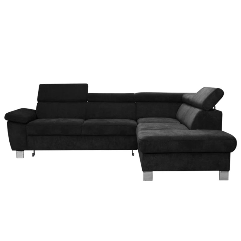 Lucy Upholstered Foldable Corner Sofa with Storage , Right Hand Facing, Black