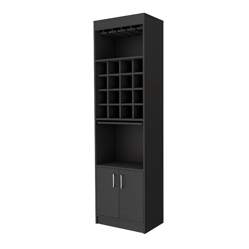 Armoire de bar 16 tablettes Smokey Oak, Noir