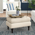 Gourav Upholstered Ottoman with Pillow Top & Birch Legs